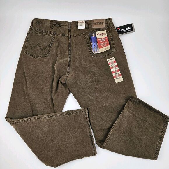 Wrangler Rugged Wear Jeans Mens 42x30 Thermal Lined Relaxed Quilted Thinsulate - Picture 3 of 11